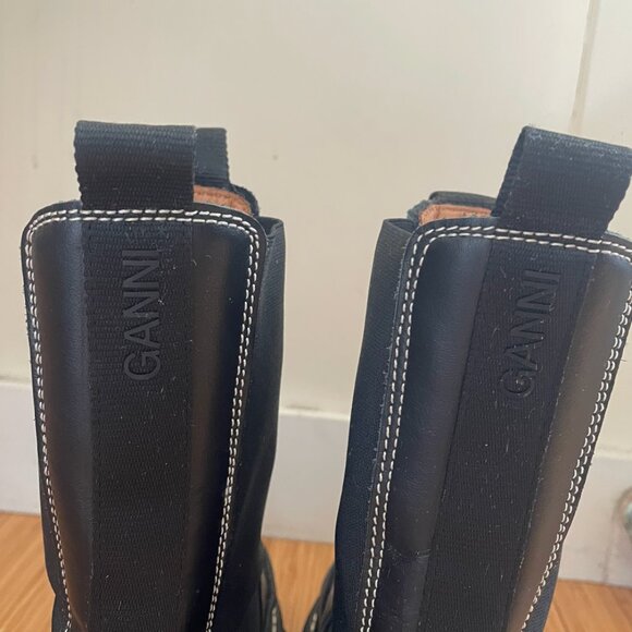 GANNI Mid-Calf Cleated Chelsea Boots - Picture 5 of 6